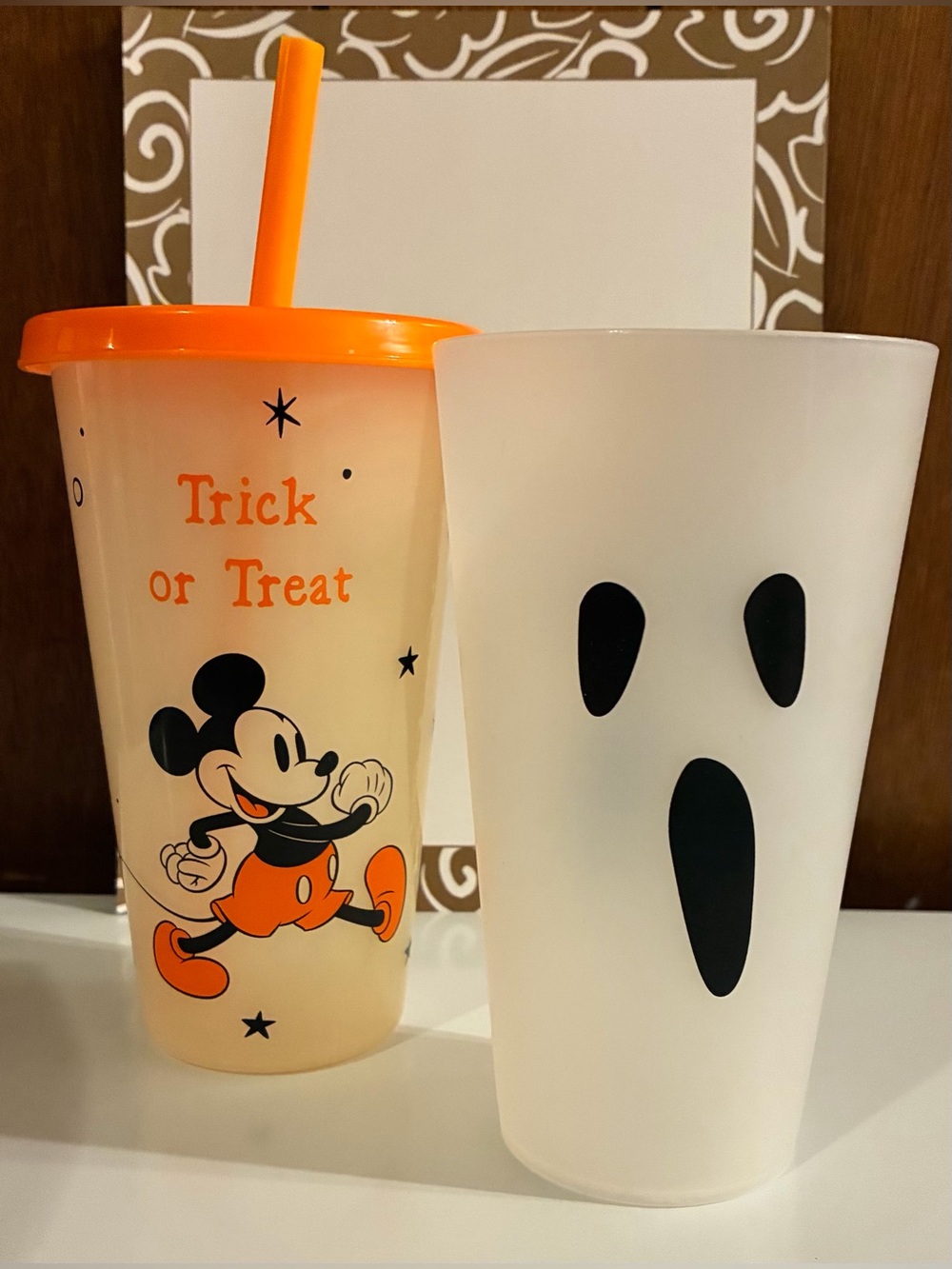 Disney Halloween Mickey Mouse Orange Lid Straw Trick or Treat Party Cup